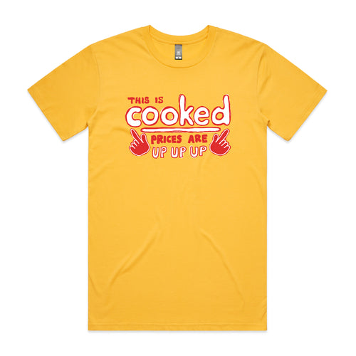This Is Cooked Tee by Lonely Kids Club. All clothing from our T-shirts to our shorts and hoodies are ethically made, and printed packed and shipped from Sydney.