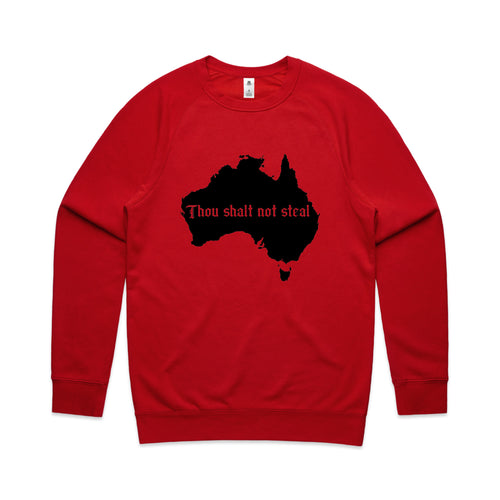 Thou Shalt Not Steal Charity Jumper by Lonely Kids Club. All clothing from our T-shirts to our shorts and hoodies are ethically made, and printed packed and shipped from Sydney.