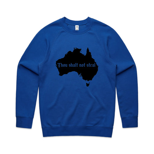 Thou Shalt Not Steal Charity Jumper by Lonely Kids Club. All clothing from our T-shirts to our shorts and hoodies are ethically made, and printed packed and shipped from Sydney.