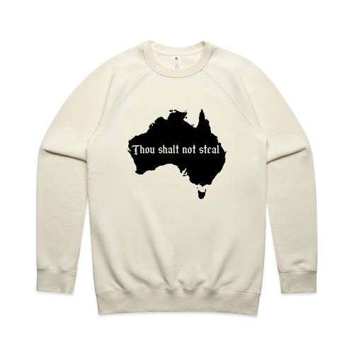 Thou Shalt Not Steal Charity Jumper by Lonely Kids Club. All clothing from our T-shirts to our shorts and hoodies are ethically made, and printed packed and shipped from Sydney.