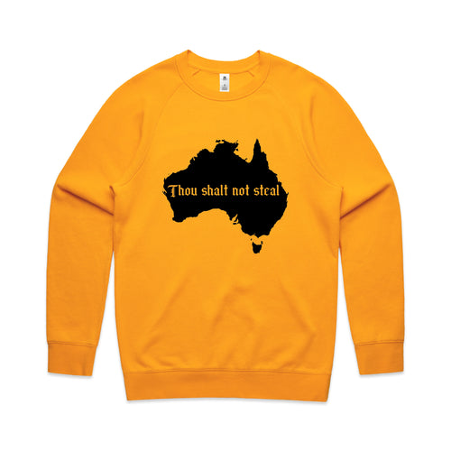 Thou Shalt Not Steal Charity Jumper by Lonely Kids Club. All clothing from our T-shirts to our shorts and hoodies are ethically made, and printed packed and shipped from Sydney.