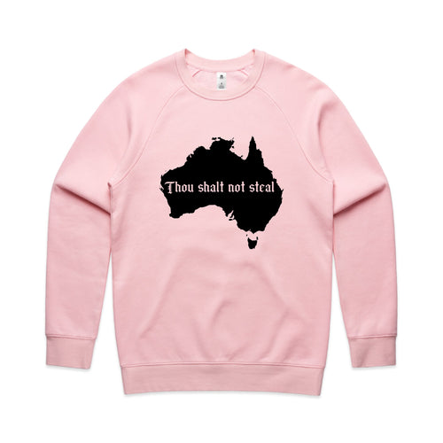 Thou Shalt Not Steal Charity Jumper by Lonely Kids Club. All clothing from our T-shirts to our shorts and hoodies are ethically made, and printed packed and shipped from Sydney.