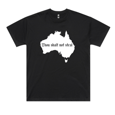 Thou Shalt Not Steal Oversized Charity Tee by Lonely Kids Club. All clothing from our T-shirts to our shorts and hoodies are ethically made, and printed packed and shipped from Sydney.
