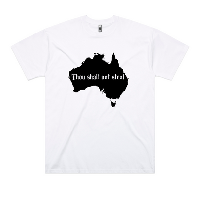 Thou Shalt Not Steal Oversized Charity Tee by Lonely Kids Club. All clothing from our T-shirts to our shorts and hoodies are ethically made, and printed packed and shipped from Sydney.