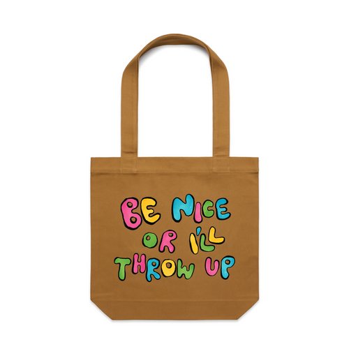 I'll Throw Up Tote by Lonely Kids Club. All clothing from our T-shirts to our shorts and hoodies are ethically made, and printed packed and shipped from Sydney.