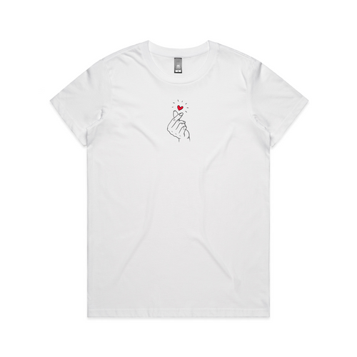 Thumb Heart Tee by Lonely Kids Club. All clothing from our T-shirts to our shorts and hoodies are ethically made, and printed packed and shipped from Sydney.