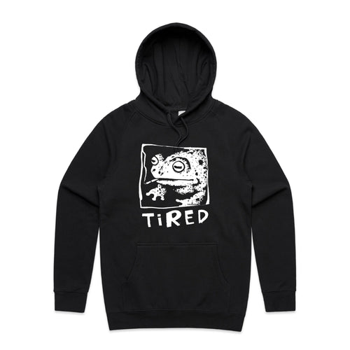 Tired Frog Hoodie by Lonely Kids Club. All clothing from our T-shirts to our shorts and hoodies are ethically made, and printed packed and shipped from Sydney.