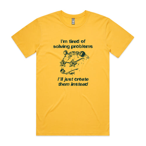 Tired Of Solving Tee by Lonely Kids Club. All clothing from our T-shirts to our shorts and hoodies are ethically made, and printed packed and shipped from Sydney.