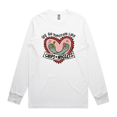 Together Like Chips & Nuggets Tee by Lonely Kids Club. All clothing from our T-shirts to our shorts and hoodies are ethically made, and printed packed and shipped from Sydney.