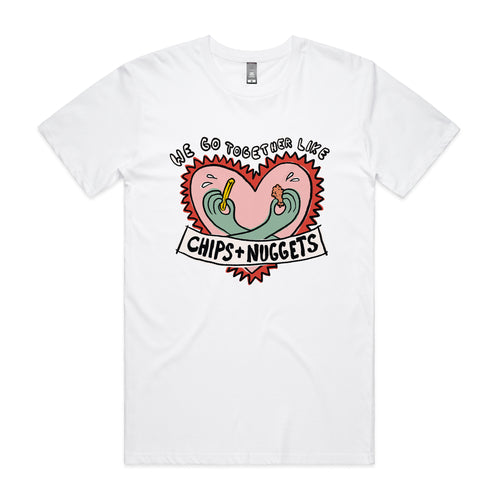 Together Like Chips & Nuggets Tee by Lonely Kids Club. All clothing from our T-shirts to our shorts and hoodies are ethically made, and printed packed and shipped from Sydney.