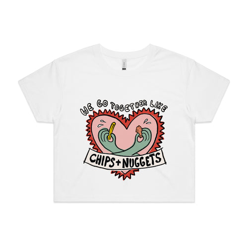 Together Like Chips & Nuggets Tee by Lonely Kids Club. All clothing from our T-shirts to our shorts and hoodies are ethically made, and printed packed and shipped from Sydney.