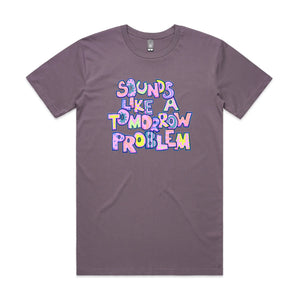 Tomorrow Problem Tee by Lonely Kids Club. All clothing from our T-shirts to our shorts and hoodies are ethically made, and printed packed and shipped from Sydney.