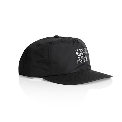 Too Close Hat by Lonely Kids Club. All clothing from our T-shirts to our shorts and hoodies are ethically made, and printed packed and shipped from Sydney.