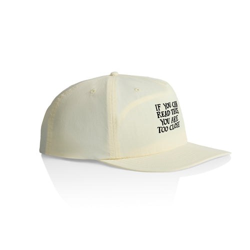 Too Close Hat by Lonely Kids Club. All clothing from our T-shirts to our shorts and hoodies are ethically made, and printed packed and shipped from Sydney.