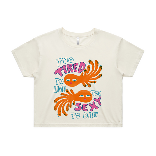 Too Sexy To Die Tee by Lonely Kids Club. All clothing from our T-shirts to our shorts and hoodies are ethically made, and printed packed and shipped from Sydney.