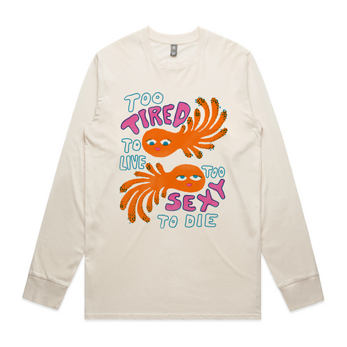 Too Sexy To Die Tee by Lonely Kids Club. All clothing from our T-shirts to our shorts and hoodies are ethically made, and printed packed and shipped from Sydney.