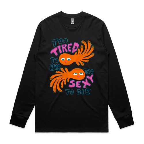 Too Sexy To Die Tee by Lonely Kids Club. All clothing from our T-shirts to our shorts and hoodies are ethically made, and printed packed and shipped from Sydney.