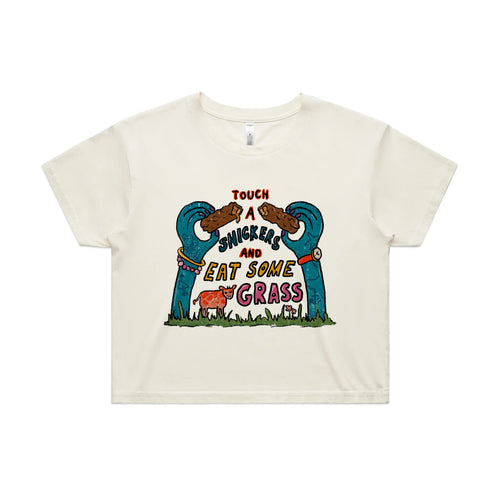 Touch A Snickers Tee by Lonely Kids Club. All clothing from our T-shirts to our shorts and hoodies are ethically made, and printed packed and shipped from Sydney.