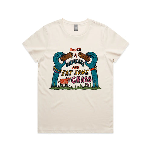 Touch A Snickers Tee by Lonely Kids Club. All clothing from our T-shirts to our shorts and hoodies are ethically made, and printed packed and shipped from Sydney.