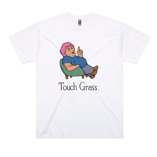 Touch Grass Tee by Lonely Kids Club. All clothing from our T-shirts to our shorts and hoodies are ethically made, and printed packed and shipped from Sydney.