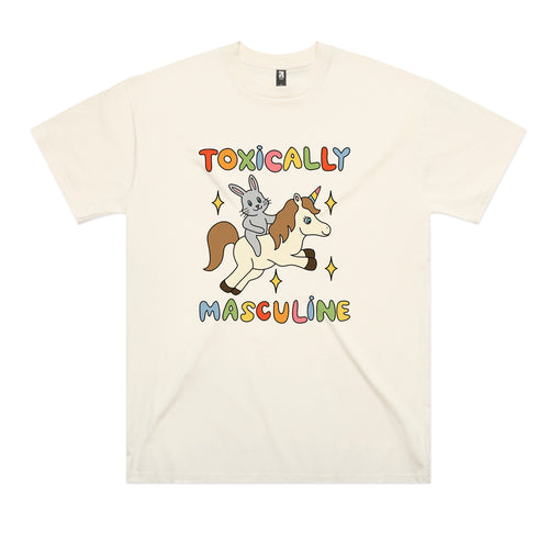 Toxically Masculine Tee by Lonely Kids Club. All clothing from our T-shirts to our shorts and hoodies are ethically made, and printed packed and shipped from Sydney.