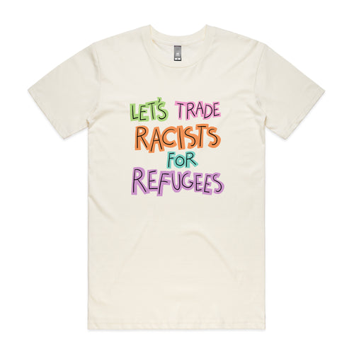 Trade Racists Tee by Lonely Kids Club. All clothing from our T-shirts to our shorts and hoodies are ethically made, and printed packed and shipped from Sydney.