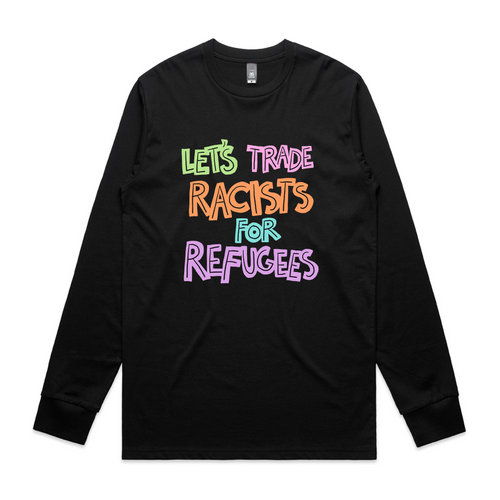 Trade Racists Tee by Lonely Kids Club. All clothing from our T-shirts to our shorts and hoodies are ethically made, and printed packed and shipped from Sydney.