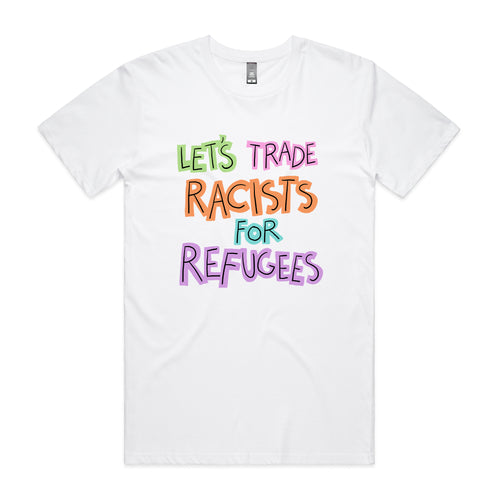 Trade Racists Tee by Lonely Kids Club. All clothing from our T-shirts to our shorts and hoodies are ethically made, and printed packed and shipped from Sydney.