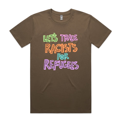 Trade Racists Tee by Lonely Kids Club. All clothing from our T-shirts to our shorts and hoodies are ethically made, and printed packed and shipped from Sydney.