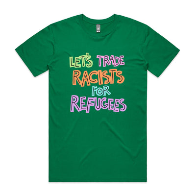 Trade Racists Tee by Lonely Kids Club. All clothing from our T-shirts to our shorts and hoodies are ethically made, and printed packed and shipped from Sydney.