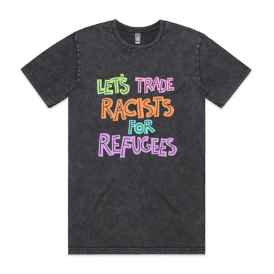 Trade Racists Tee by Lonely Kids Club. All clothing from our T-shirts to our shorts and hoodies are ethically made, and printed packed and shipped from Sydney.