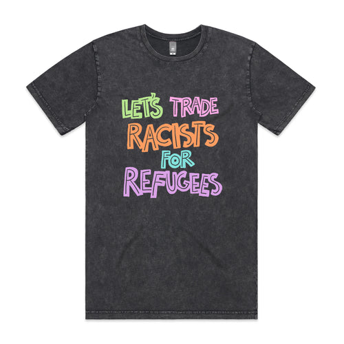 Trade Racists Tee by Lonely Kids Club. All clothing from our T-shirts to our shorts and hoodies are ethically made, and printed packed and shipped from Sydney.