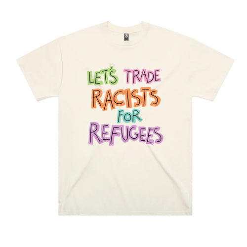 Trade Racists Oversized Tee by Lonely Kids Club. All clothing from our T-shirts to our shorts and hoodies are ethically made, and printed packed and shipped from Sydney.
