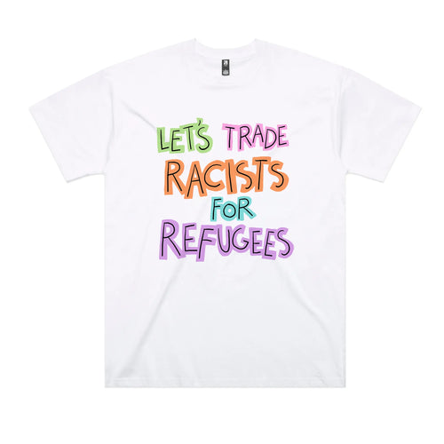 Trade Racists Oversized Tee by Lonely Kids Club. All clothing from our T-shirts to our shorts and hoodies are ethically made, and printed packed and shipped from Sydney.