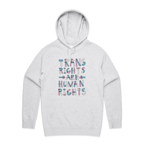 Trans Rights Are Human Rights Hoodie by Lonely Kids Club. All clothing from our T-shirts to our shorts and hoodies are ethically made, and printed packed and shipped from Sydney.