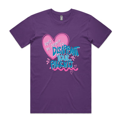 Disappoint Your Parents Trans Tee by Lonely Kids Club. All clothing from our T-shirts to our shorts and hoodies are ethically made, and printed packed and shipped from Sydney.