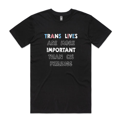 Trans Lives Tee by Lonely Kids Club. All clothing from our T-shirts to our shorts and hoodies are ethically made, and printed packed and shipped from Sydney.