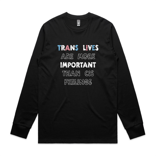 Trans Lives Tee by Lonely Kids Club. All clothing from our T-shirts to our shorts and hoodies are ethically made, and printed packed and shipped from Sydney.