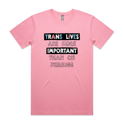 Trans Lives Tee by Lonely Kids Club. All clothing from our T-shirts to our shorts and hoodies are ethically made, and printed packed and shipped from Sydney.