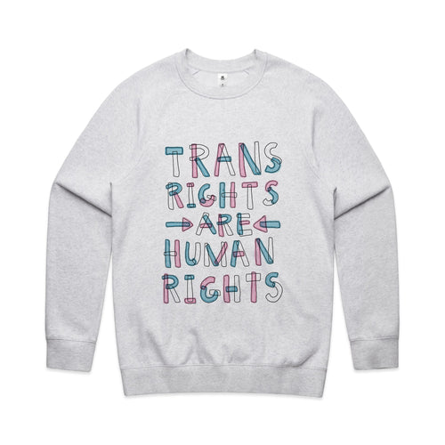 Trans Rights Are Human Rights Jumper by Lonely Kids Club. All clothing from our T-shirts to our shorts and hoodies are ethically made, and printed packed and shipped from Sydney.