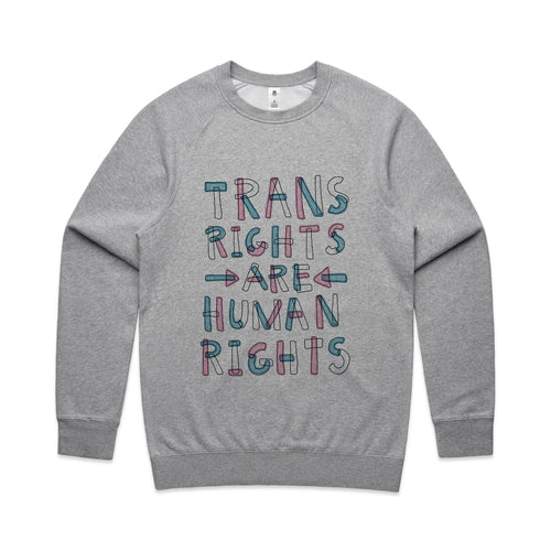 Trans Rights Are Human Rights Jumper by Lonely Kids Club. All clothing from our T-shirts to our shorts and hoodies are ethically made, and printed packed and shipped from Sydney.