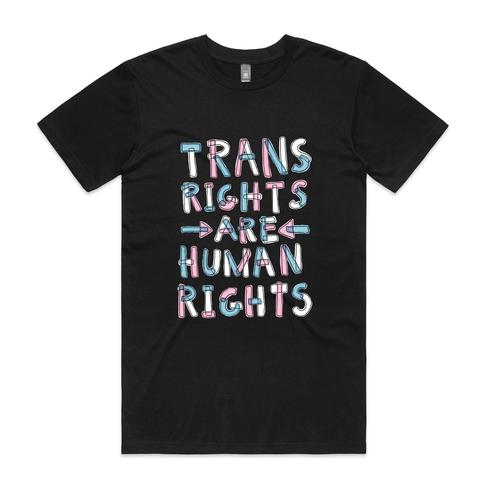 Trans rights are human rights shirt by Lonely Kids Club. Printed in Sydney on premium 100% cotton T-shirts. 