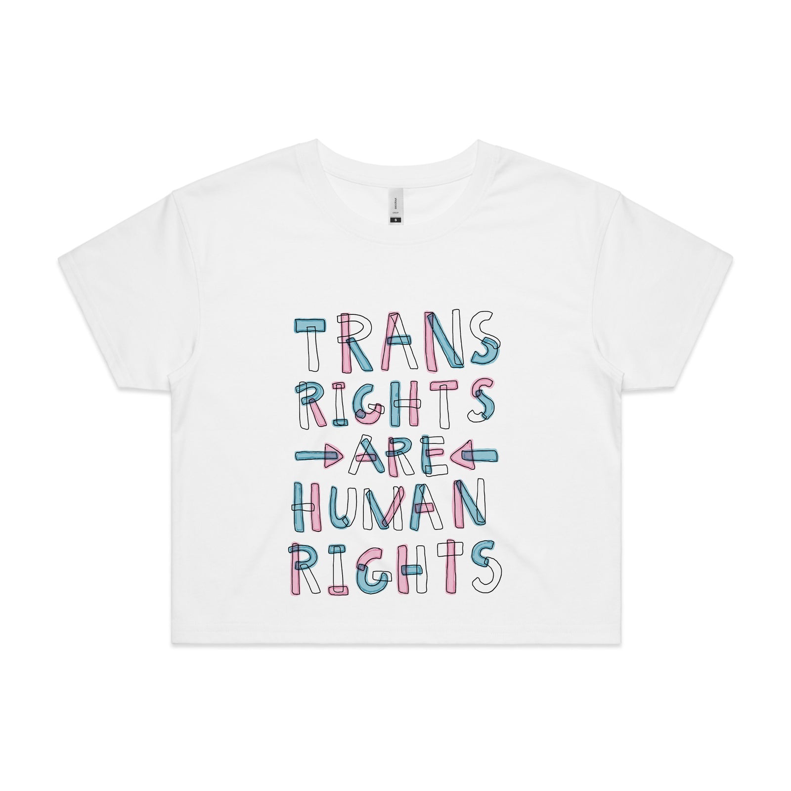 Trans rights are human rights shirt by Lonely Kids Club. Printed in Sydney on premium 100% cotton T-shirts. 