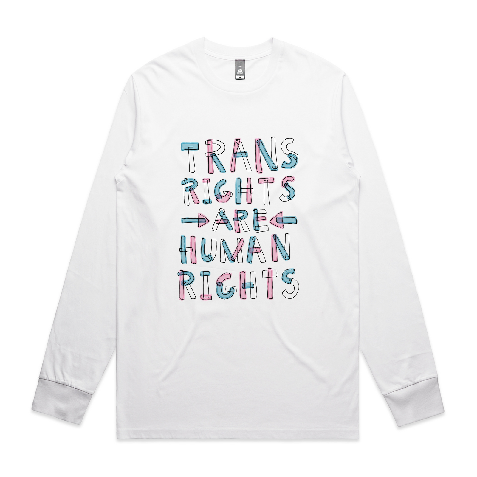 Trans rights are human rights shirt by Lonely Kids Club. Printed in Sydney on premium 100% cotton T-shirts. 
