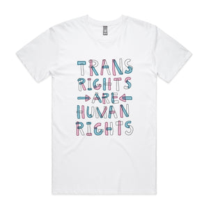 Trans rights are human rights shirt by Lonely Kids Club. Printed in Sydney on premium 100% cotton T-shirts. 