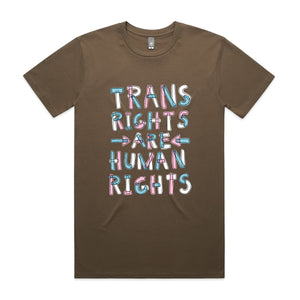 Trans rights are human rights shirt by Lonely Kids Club. Printed in Sydney on premium 100% cotton T-shirts. 