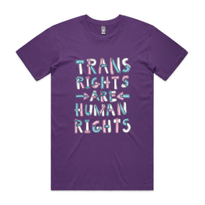 Trans rights are human rights shirt by Lonely Kids Club. Printed in Sydney on premium 100% cotton T-shirts. 