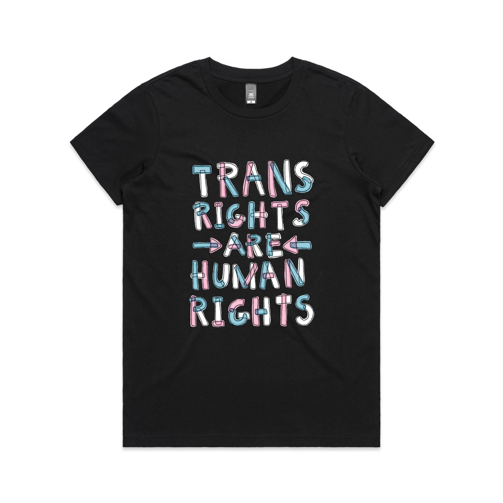 Trans rights are human rights shirt by Lonely Kids Club. Printed in Sydney on premium 100% cotton T-shirts. 