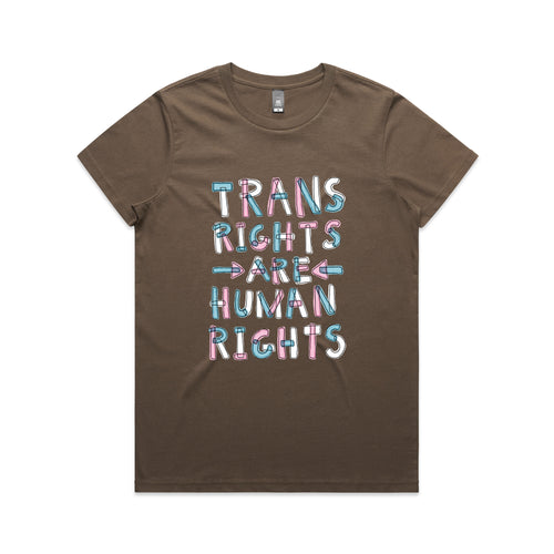 Trans rights are human rights shirt by Lonely Kids Club. Printed in Sydney on premium 100% cotton T-shirts. 