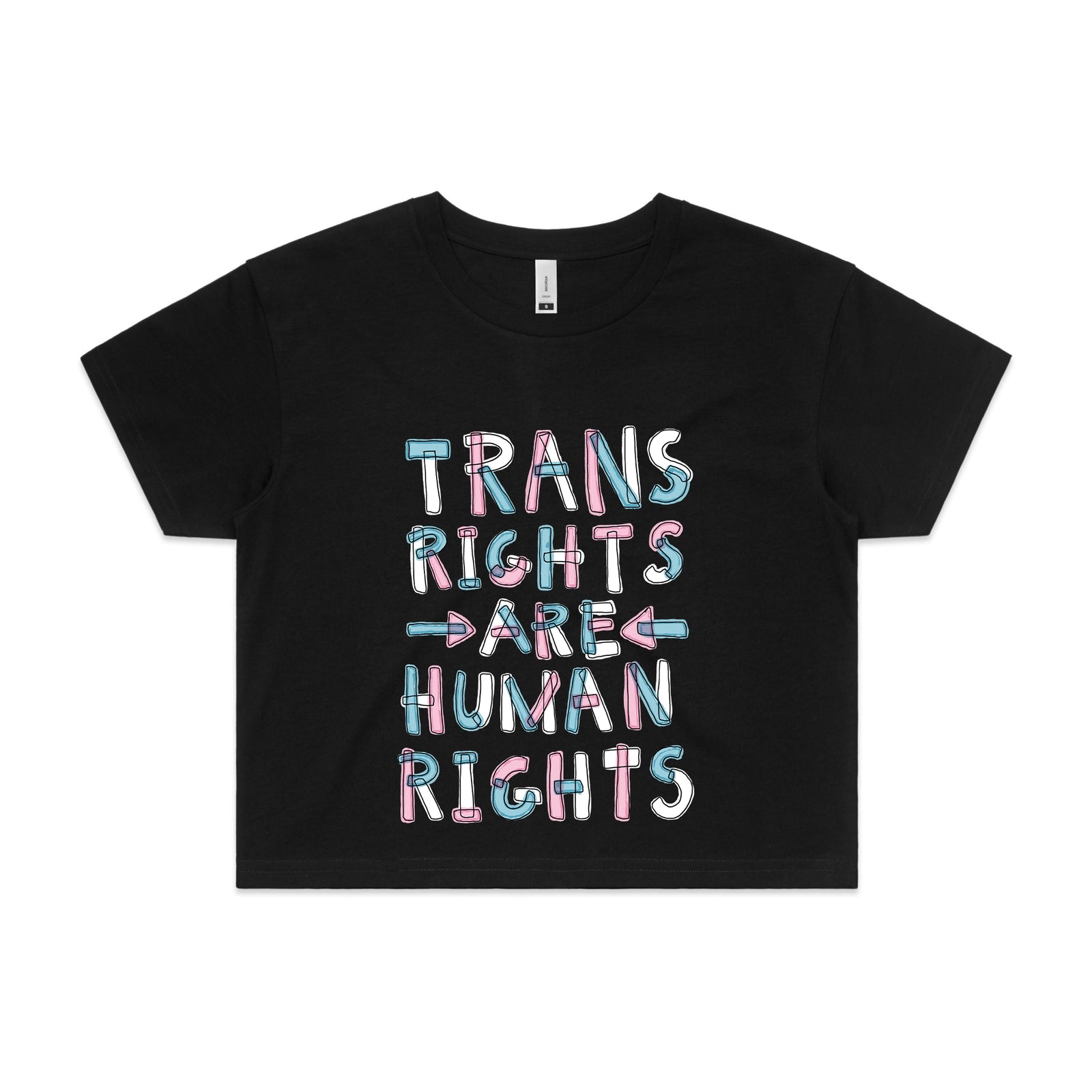 Trans rights are human rights shirt by Lonely Kids Club. Printed in Sydney on premium 100% cotton T-shirts. 